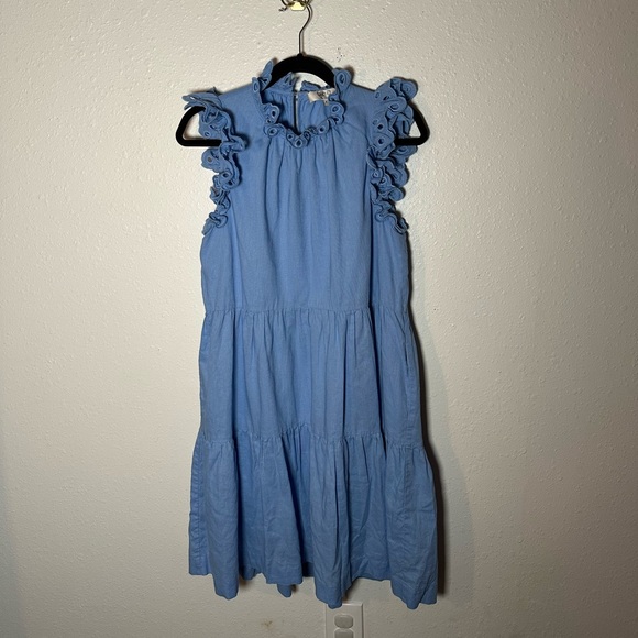 SEA New York Linen/Cotton Ruffle Neck Dress - Picture 2 of 6